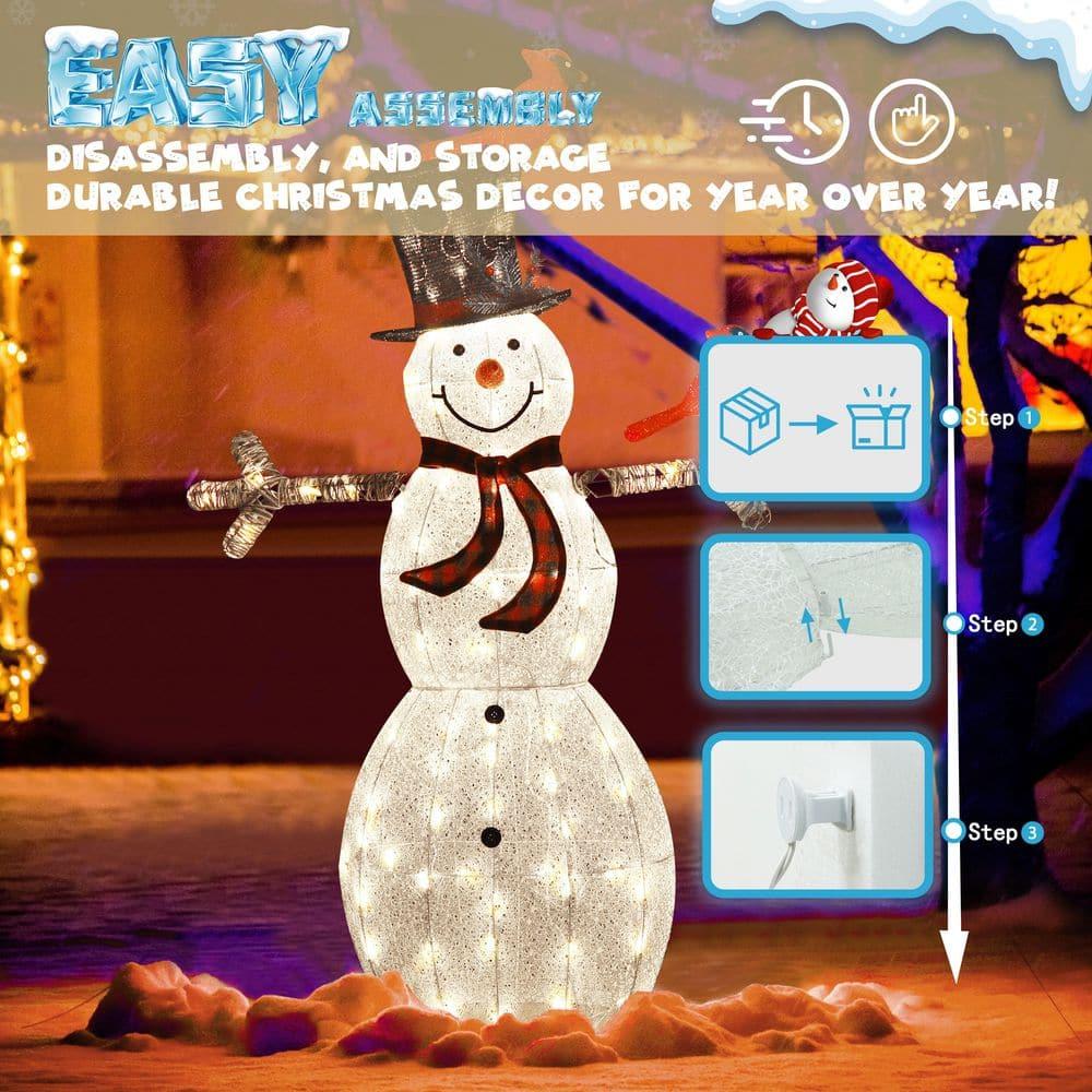 5 ft. Outdoor Lighted Snowman Christmas Yard Decorations with Warm LED Lights