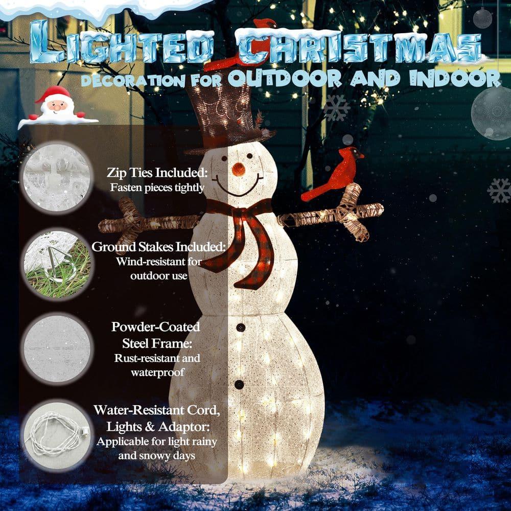 5 ft. Outdoor Lighted Snowman Christmas Yard Decorations with Warm LED Lights