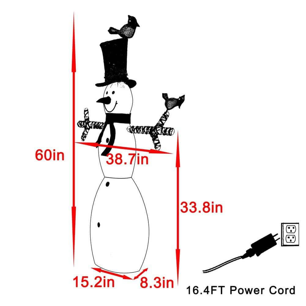 5 ft. Outdoor Lighted Snowman Christmas Yard Decorations with Warm LED Lights