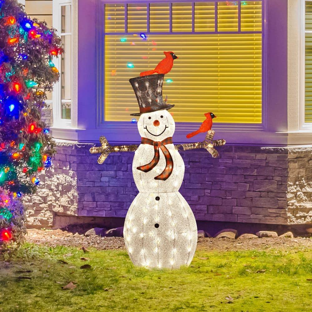 5 ft. Outdoor Lighted Snowman Christmas Yard Decorations with Warm LED Lights