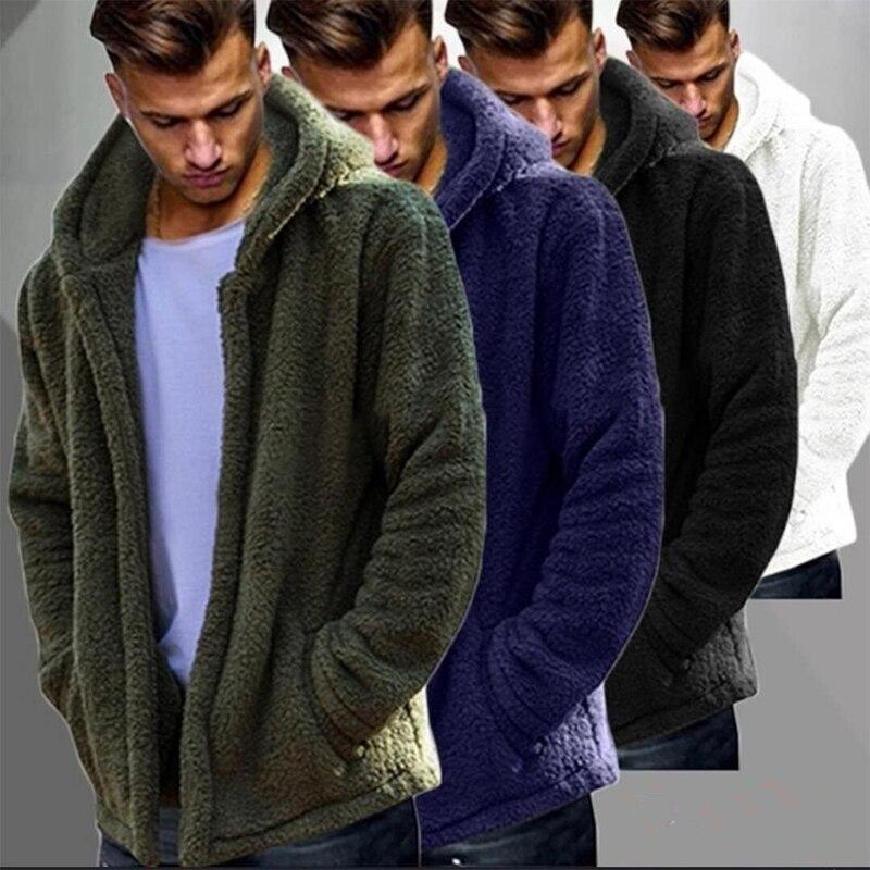 Men winter plush warm casual coat hoodies