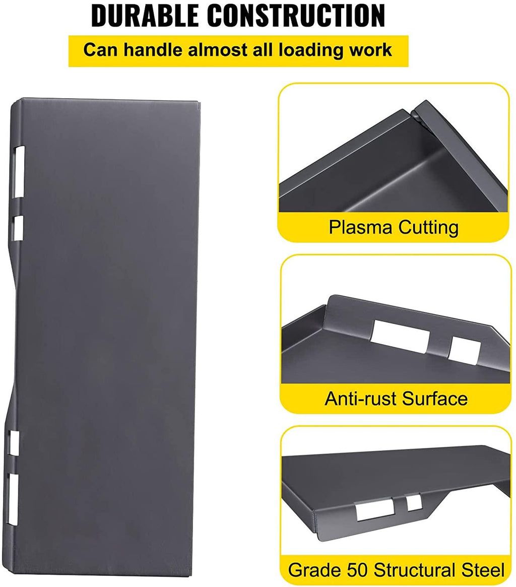 vevor skid steer mount plate thick skid steer attachment plate steel quick attachment loader plate with 3 additional welding rods easy to weld or bolt to different accessories (5/16")