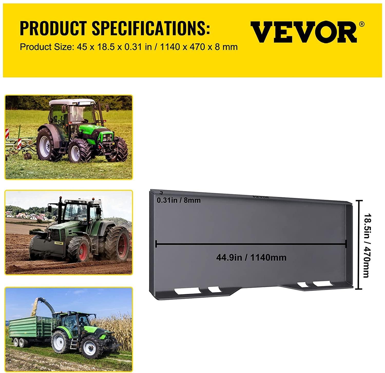 vevor skid steer mount plate thick skid steer attachment plate steel quick attachment loader plate with 3 additional welding rods easy to weld or bolt to different accessories (5/16")