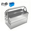 Metal Cantilever Tool Box, 3-Tier 5 Tray Fold Out  Steel Tool Box with Handle, 14" Stack-able Portable Tool StoraBox Organizers Chest for Household Factory Warehouse Repair Shop