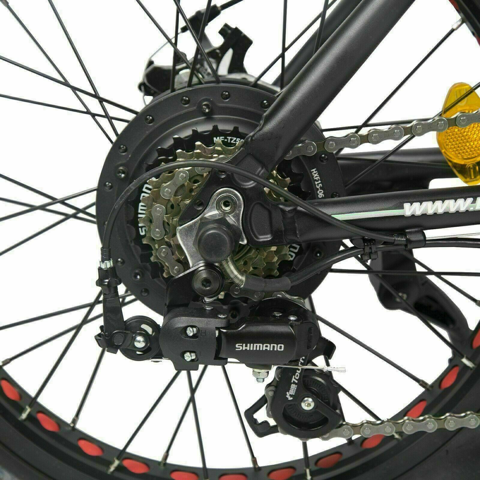 Black Folding Electric Fat Tire Bike Beach Bicycle City Ebike 20" 48V 500W