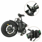 Black Folding Electric Fat Tire Bike Beach Bicycle City Ebike 20" 48V 500W