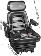 vevor universal tractor suspension seat, 35-170° backrest angle adjustable air ride seat replacement w/ seat belt &amp; safety switch, compatible with forklift/van/mower, black vinyl