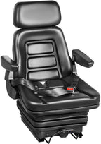 vevor universal tractor suspension seat, 35-170° backrest angle adjustable air ride seat replacement w/ seat belt &amp; safety switch, compatible with forklift/van/mower, black vinyl
