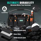 17 Inch Tool Bag,Electrician Tool Bags,Heavy Duty Open Top Tool Tote,31 Pocket Tool Box Organizer with  Steel Handle & Adjustable Shoulder Strap, Black/Green