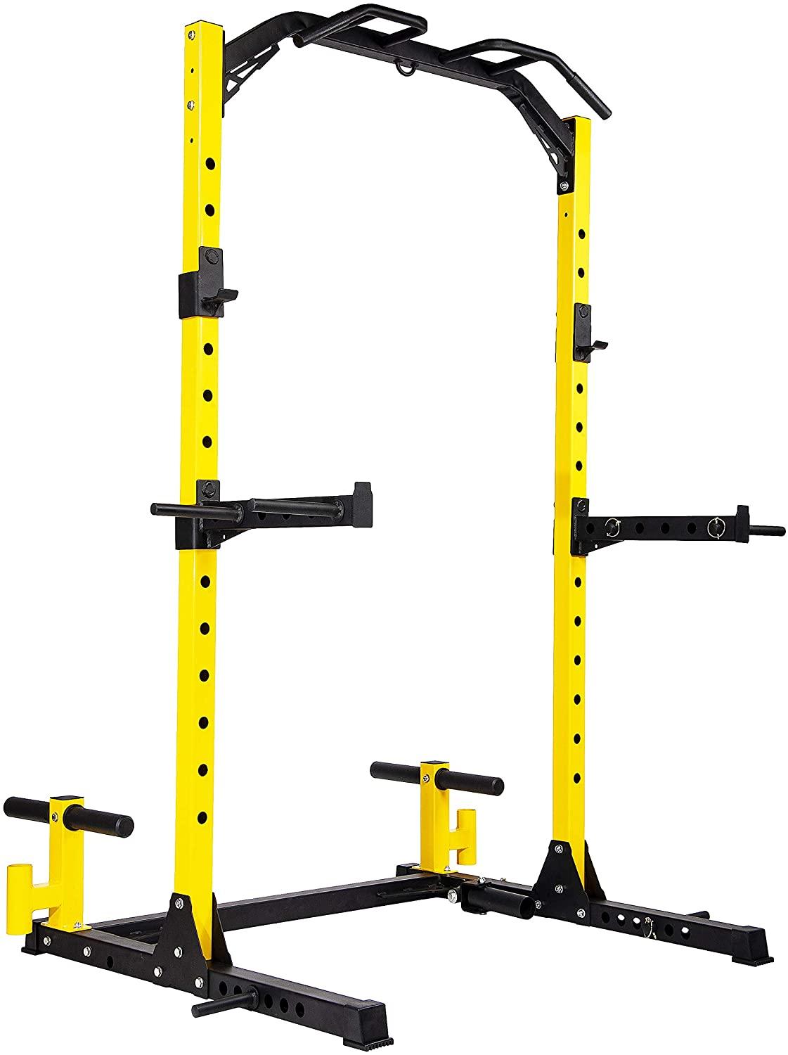 HulkFit Multi-Function Adjustable Power Rack Exercise Squat Stand with J-Hooks and Other Accessories, Pro 1000lbs