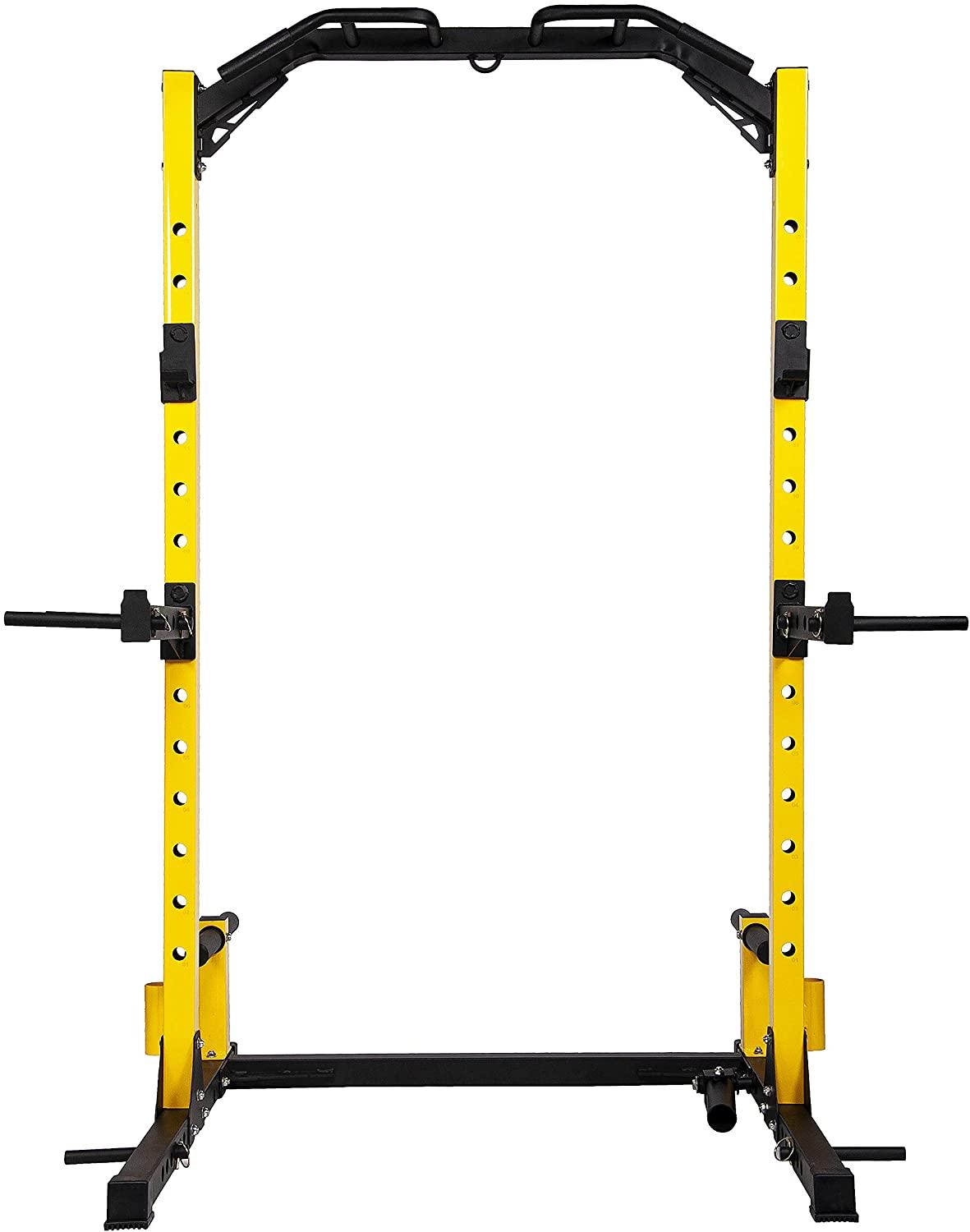 HulkFit Multi-Function Adjustable Power Rack Exercise Squat Stand with J-Hooks and Other Accessories, Pro 1000lbs