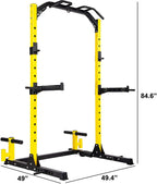 HulkFit Multi-Function Adjustable Power Rack Exercise Squat Stand with J-Hooks and Other Accessories, Pro 1000lbs