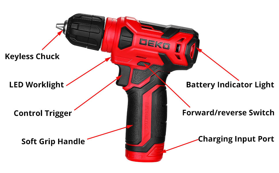 Drill Set: Tool Set with 8V Red Cordless Drill, Home Tool Kit with Drill, Hand Tool Kits for Women 126 Piece