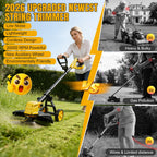 Cordless String Trimmer &amp; Lawn Edger for Dewalt 20V Battery (NO Battery), 14" Electric Weed Eater and Edger Battery Powered, 3 in 1 Lawn Tool Wheeled with 8 Pcs Grass Cutter Spool Line for Yard Garden