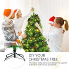 Costway 6ft Pre-lit Hinged Artificial Christmas Tree w/Pine Cones &amp; Red Berries