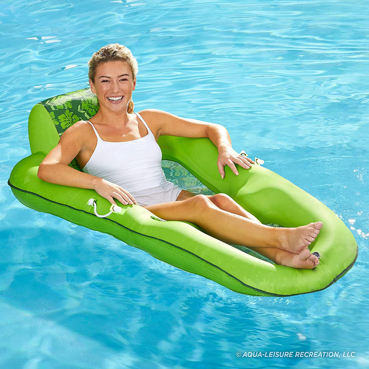 Aqua Leisure Inflatable Swimming Pool Chair Lounger Float with Canopy and Inflatable Luxury Swimming Pool Recliner Float with