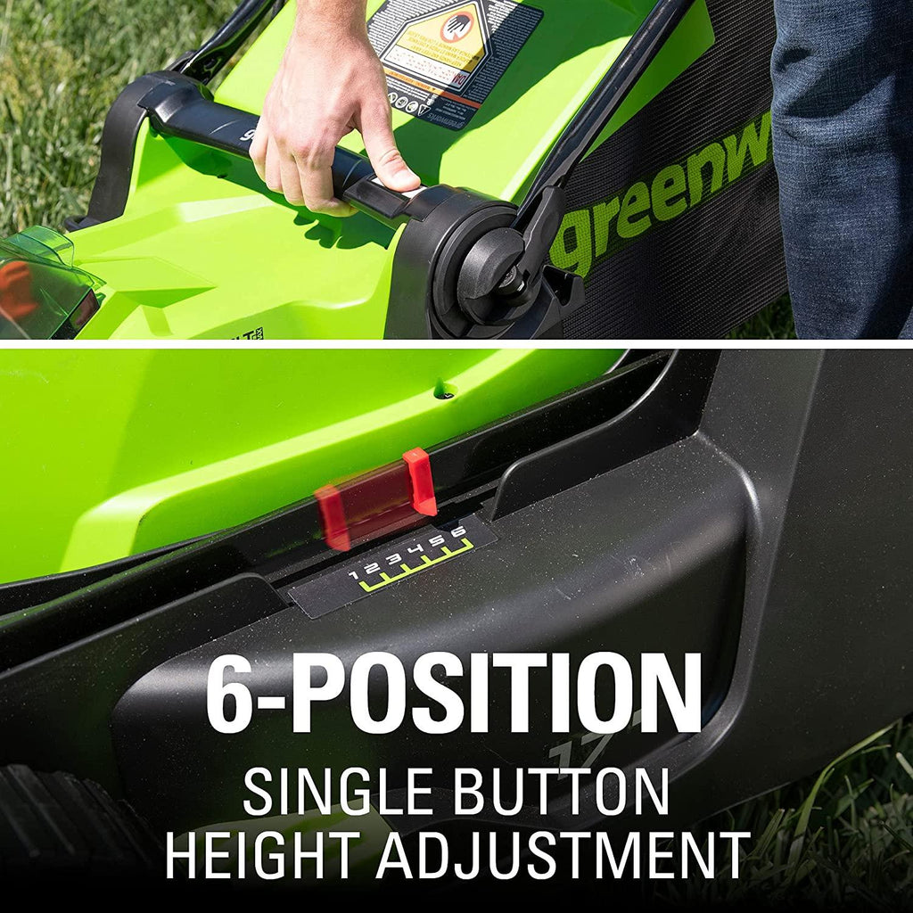 Greenworks 40V 17-Inch Cordless Lawn Mower, 4Ah Battery and Charger, MO40B411