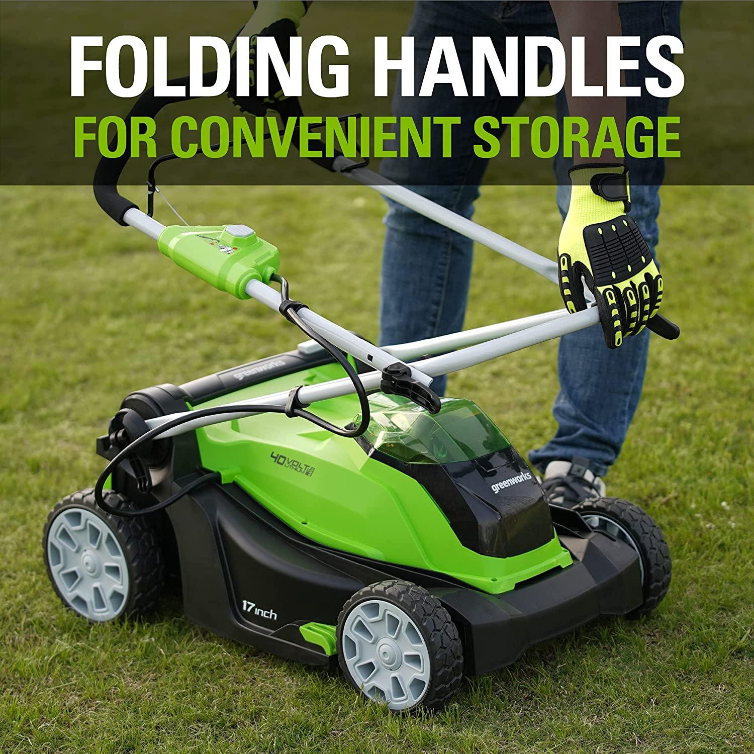 Greenworks 40V 17-Inch Cordless Lawn Mower, 4Ah Battery and Charger, MO40B411