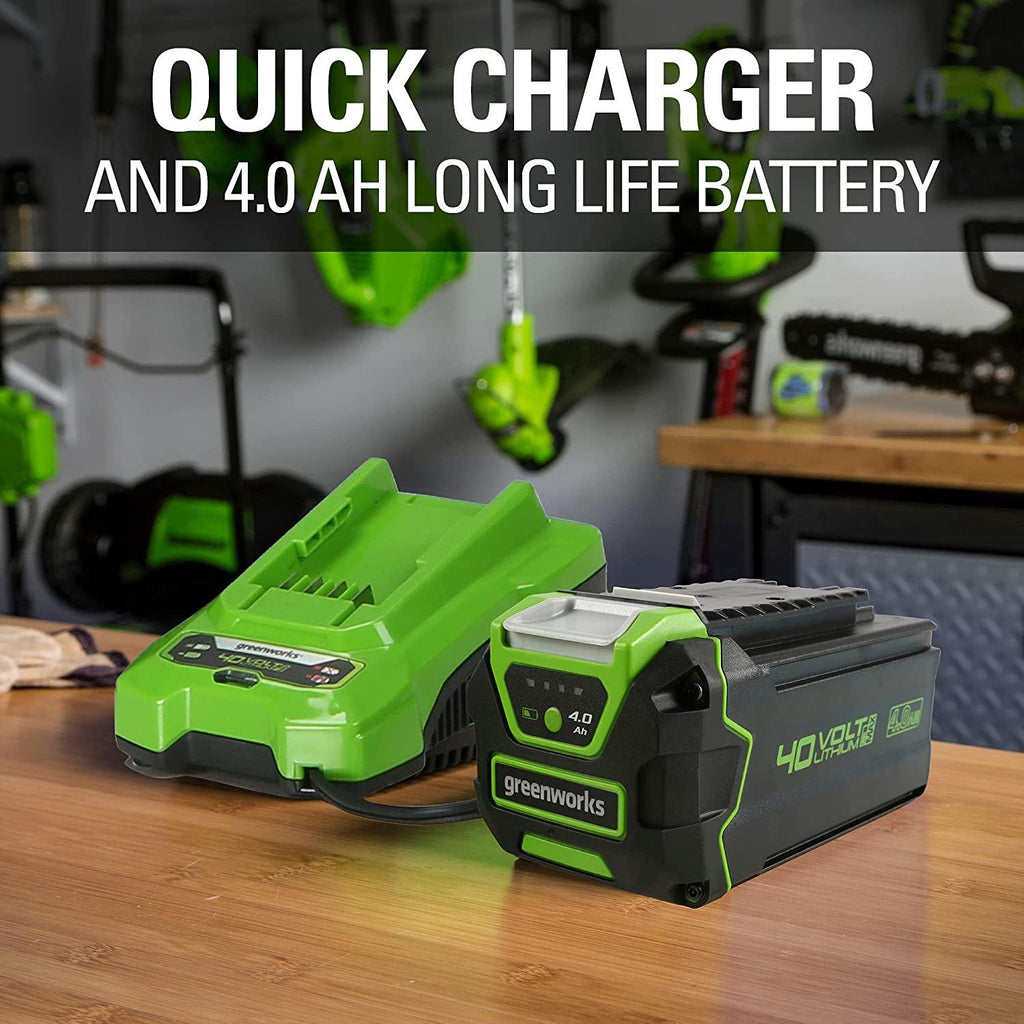 Greenworks 40V 17-Inch Cordless Lawn Mower, 4Ah Battery and Charger, MO40B411