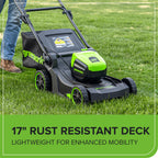 60V 17" Brushless Cordless Push Lawn Mower, 2-in-1 Mulching/Bagging, 4.0Ah Battery and 3A Charger(40min Runtime)
