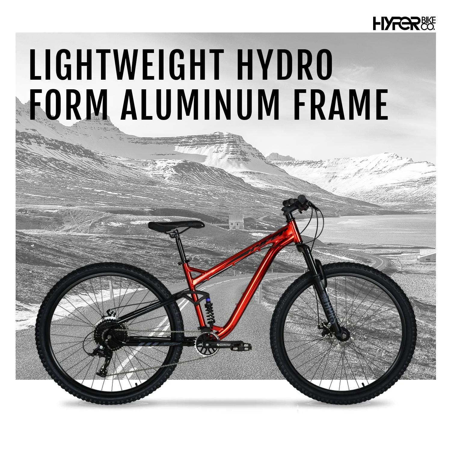Hyper Bicycles Men's 29" Explorer  Dual Suspension Mountain Bike, Red