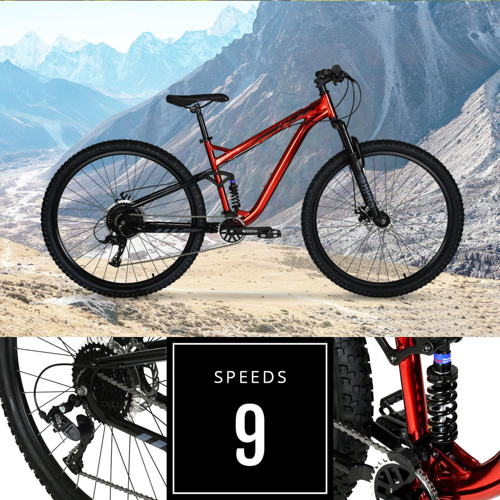 Hyper Bicycles Men's 29" Explorer  Dual Suspension Mountain Bike, Red