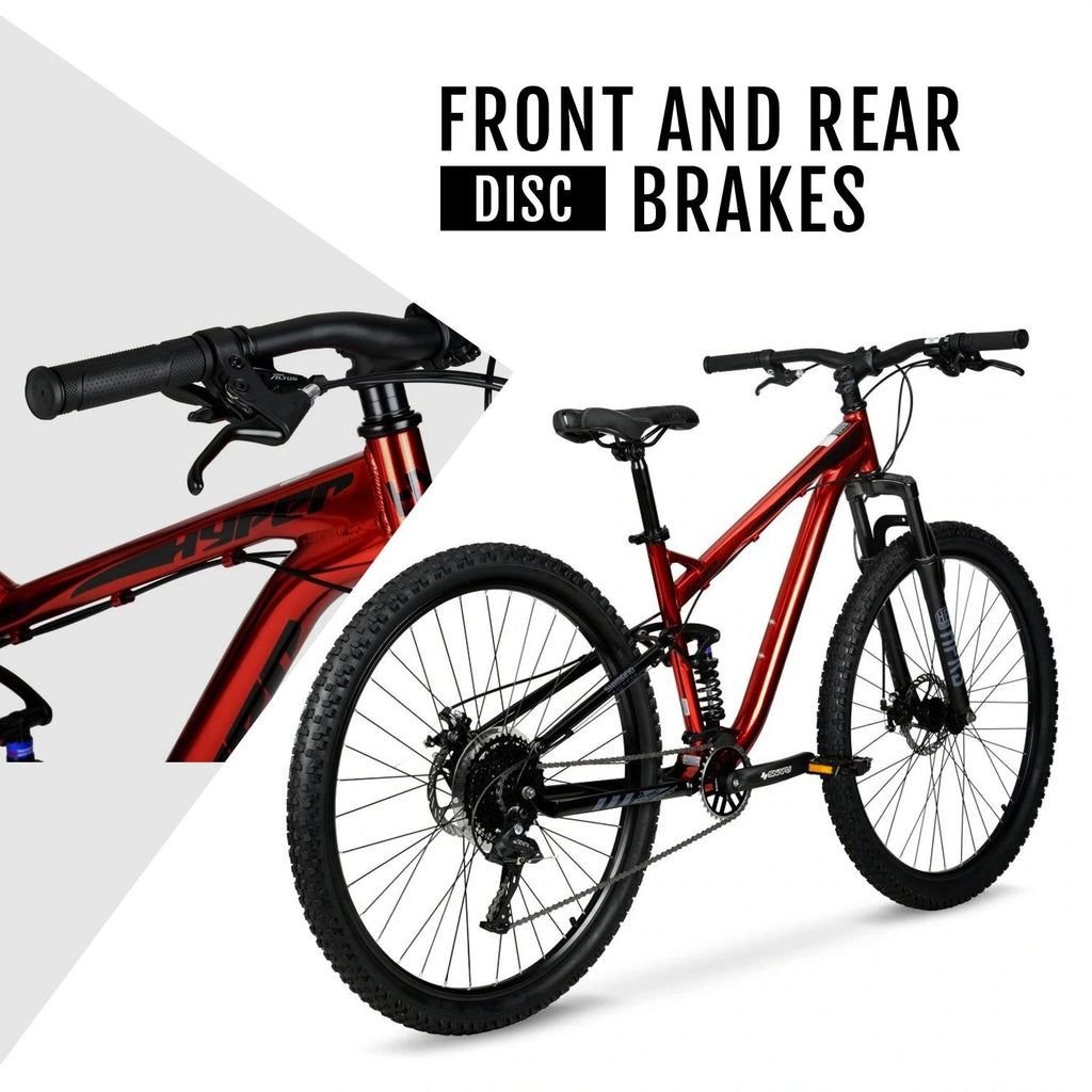 Hyper Bicycles Men's 29" Explorer  Dual Suspension Mountain Bike, Red