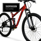 Hyper Bicycles Men's 29" Explorer  Dual Suspension Mountain Bike, Red