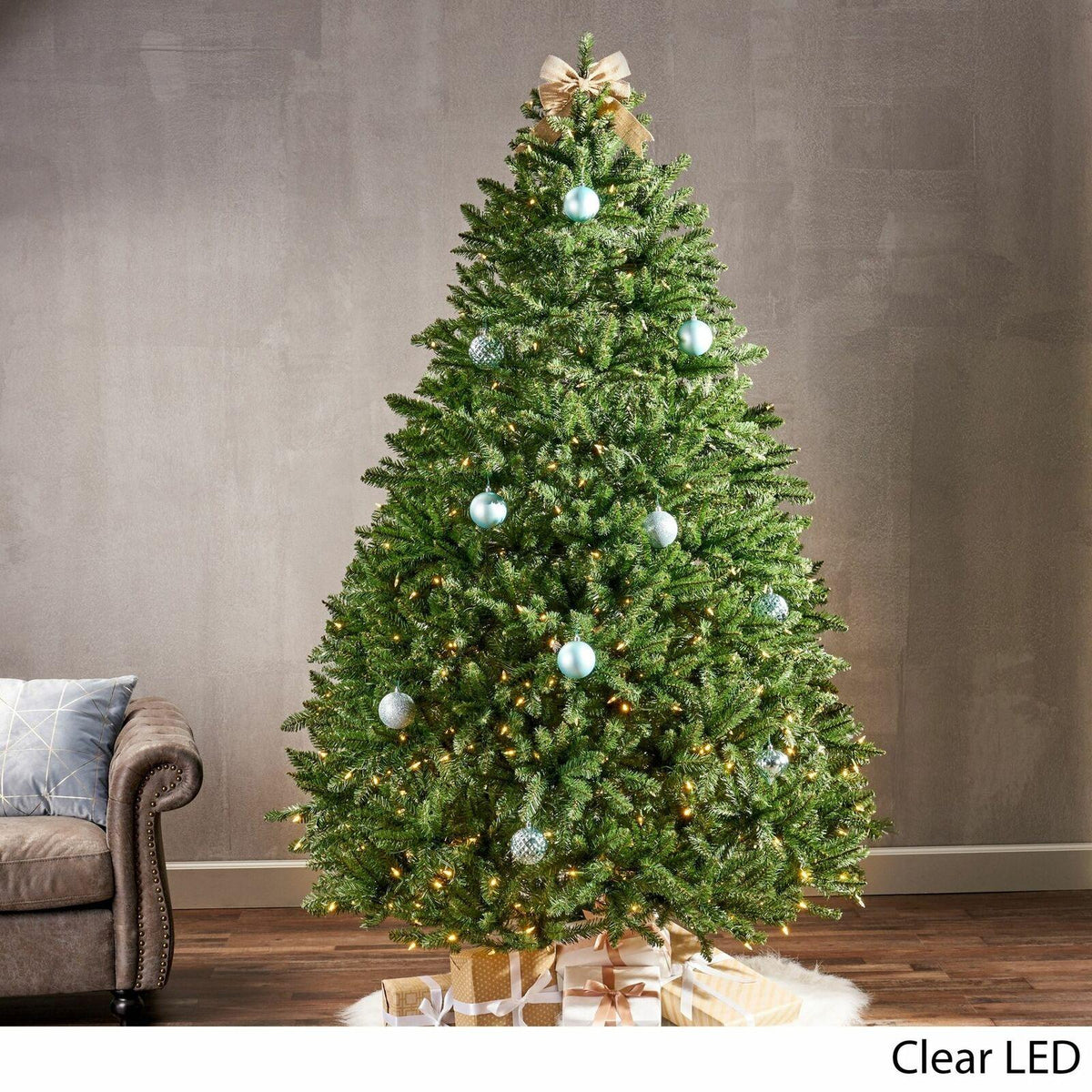 7.5-foot Norway Spruce Pre-Lit Clear LED Hinged Artificial Christmas Tree