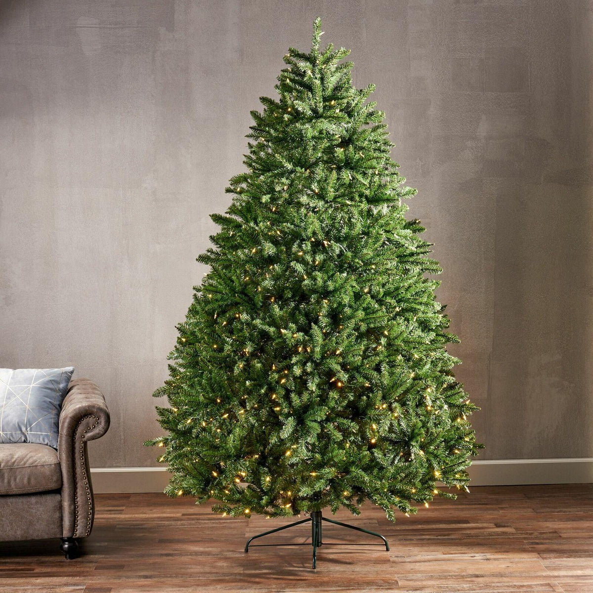 7.5-foot Norway Spruce Pre-Lit Clear LED Hinged Artificial Christmas Tree