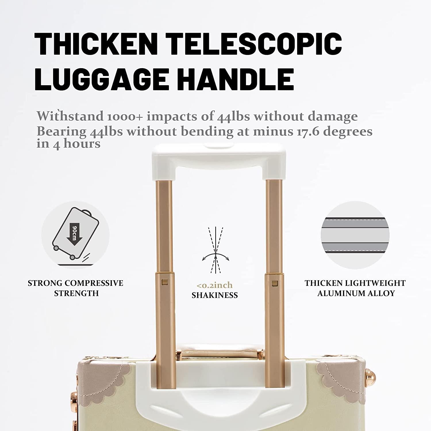 Suitcases Set on Wheels, 20 Inch White Carry-on Luggage 2 Piece Set with 13" Hard Shell Train Case Womens, Cream White