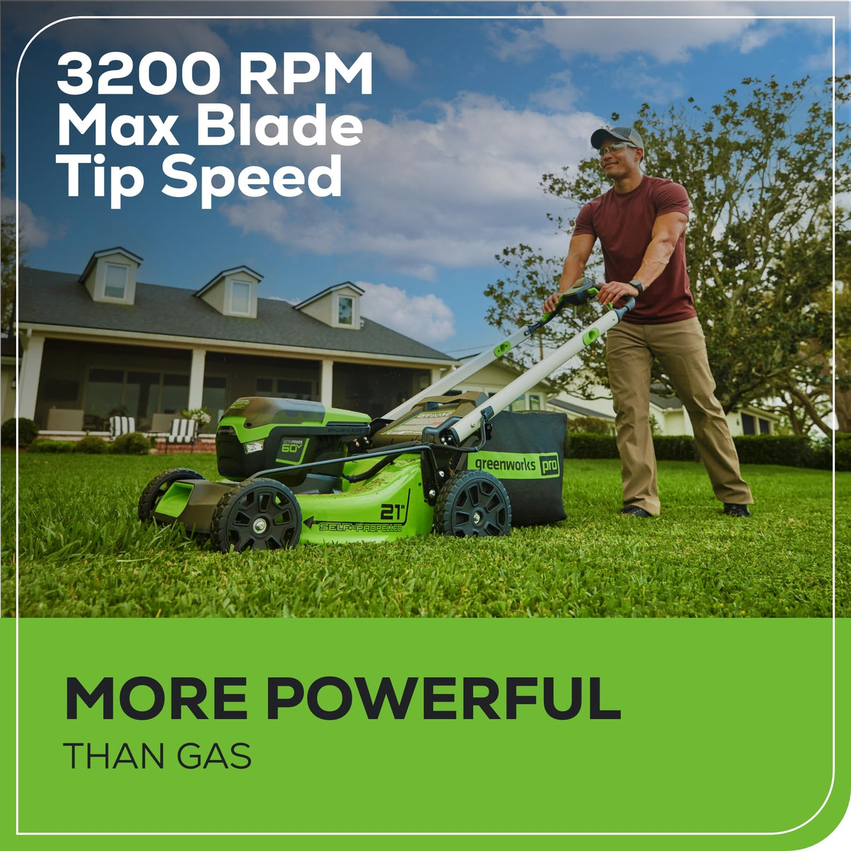 60V 21" Brushless (Self-Propelled) Cordless Lawn Mower, 2 x 4.0Ah Batteries (3/4 Acre, Rapid Charger, 4-in-1, LED Lights, IPX4)
