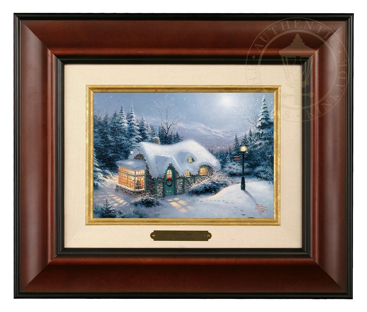 Thomas Kinkade Silent Night Brushwork (Burl Frame)