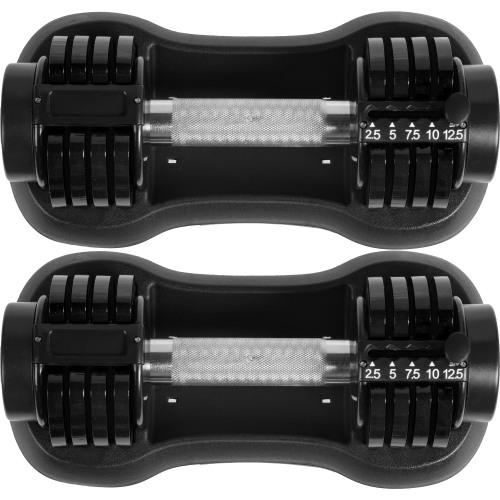 Pair Of 12.5 Lbs Adjustable Dumbbell With Handle And Weight Plate For Home Gym Black