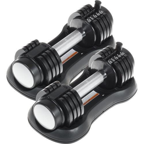 Pair Of 12.5 Lbs Adjustable Dumbbell With Handle And Weight Plate For Home Gym Black