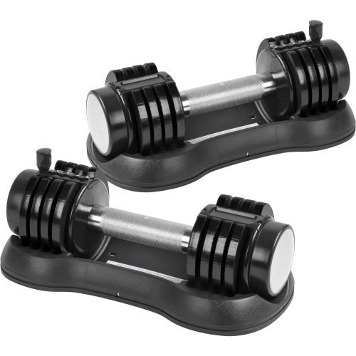 Pair Of 12.5 Lbs Adjustable Dumbbell With Handle And Weight Plate For Home Gym Black