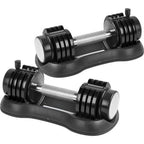 Pair Of 12.5 Lbs Adjustable Dumbbell With Handle And Weight Plate For Home Gym Black