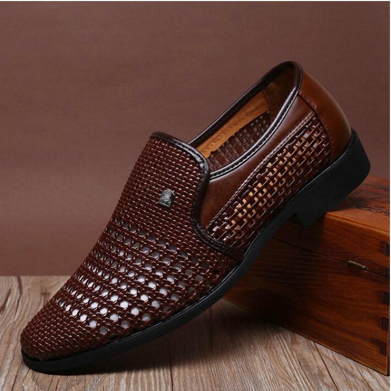 Summer Breathable Middle-Aged Cut-Outs Slip On Shoes