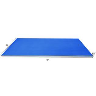 Gymax 12' x 6' Floating Water Pad Mat 3-Layer Foam Floating Island for Pool Lake Blue