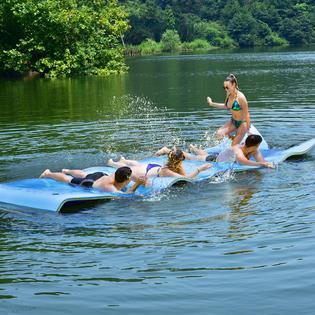Gymax 12' x 6' Floating Water Pad Mat 3-Layer Foam Floating Island for Pool Lake Blue