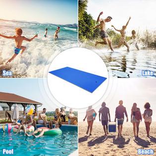 Gymax 12' x 6' Floating Water Pad Mat 3-Layer Foam Floating Island for Pool Lake Blue