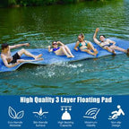 Gymax 12' x 6' Floating Water Pad Mat 3-Layer Foam Floating Island for Pool Lake Blue
