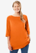 perfect three-quarter sleeve boat-neck tee