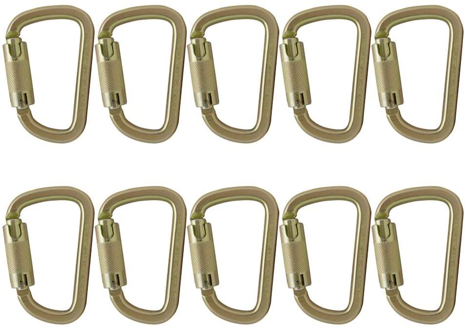 Fusion Climb Tacoma Steel High Strength Auto Lock Modified D-shaped Carabiner 10-Pack