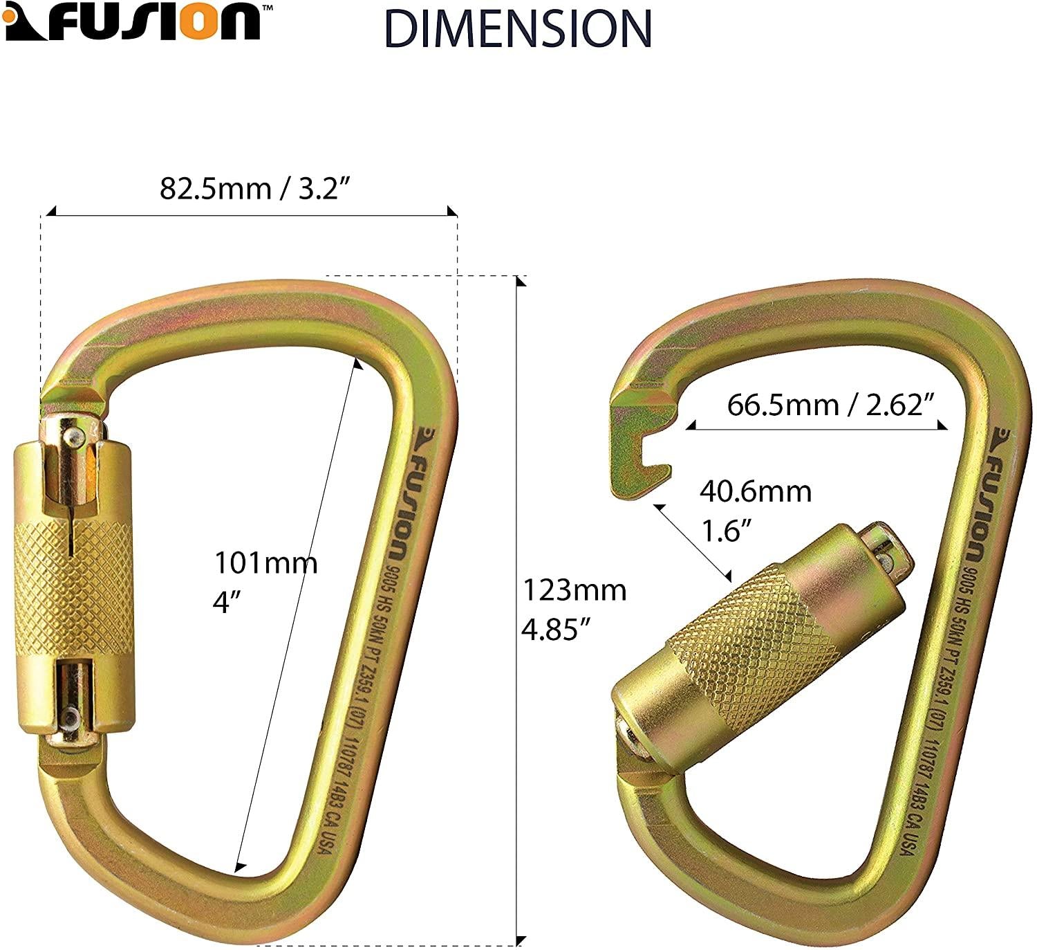 Fusion Climb Tacoma Steel High Strength Auto Lock Modified D-shaped Carabiner 10-Pack