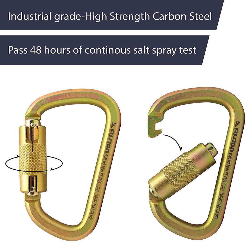 Fusion Climb Tacoma Steel High Strength Auto Lock Modified D-shaped Carabiner 10-Pack