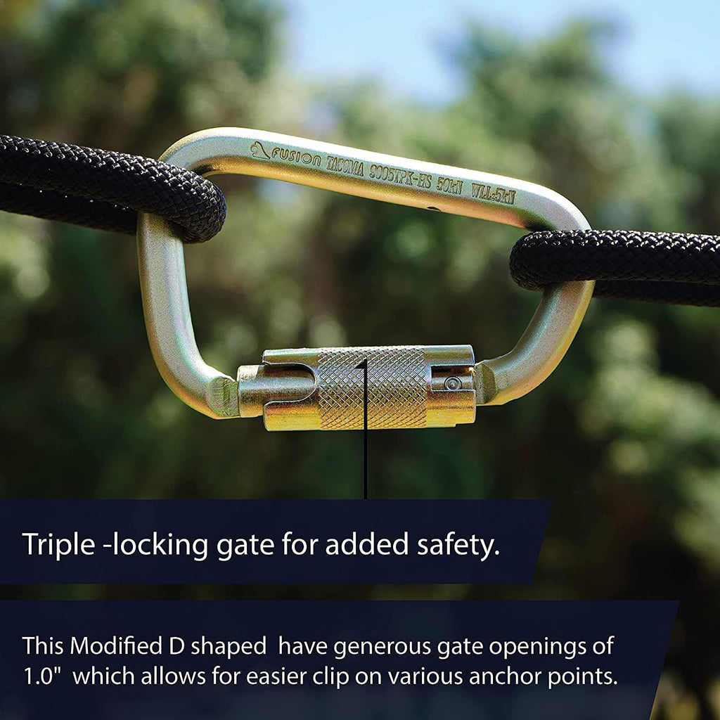 Fusion Climb Tacoma Steel High Strength Auto Lock Modified D-shaped Carabiner 10-Pack
