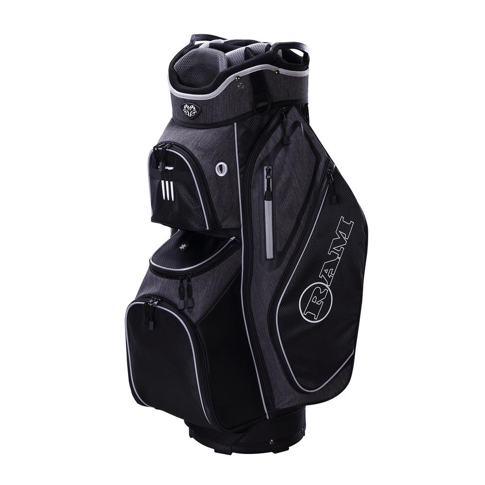 Ram Golf Tour Cart Bag with 14 Way Dividers Top Black/Silver