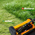 Manual Reel Lawn Mower with Grass Catcher, 16-Inch Cutting Width | 16-inch cutting width for efficient yard care, manual push mower with 7.9-gallon grass collection bag for quiet, clean mowing