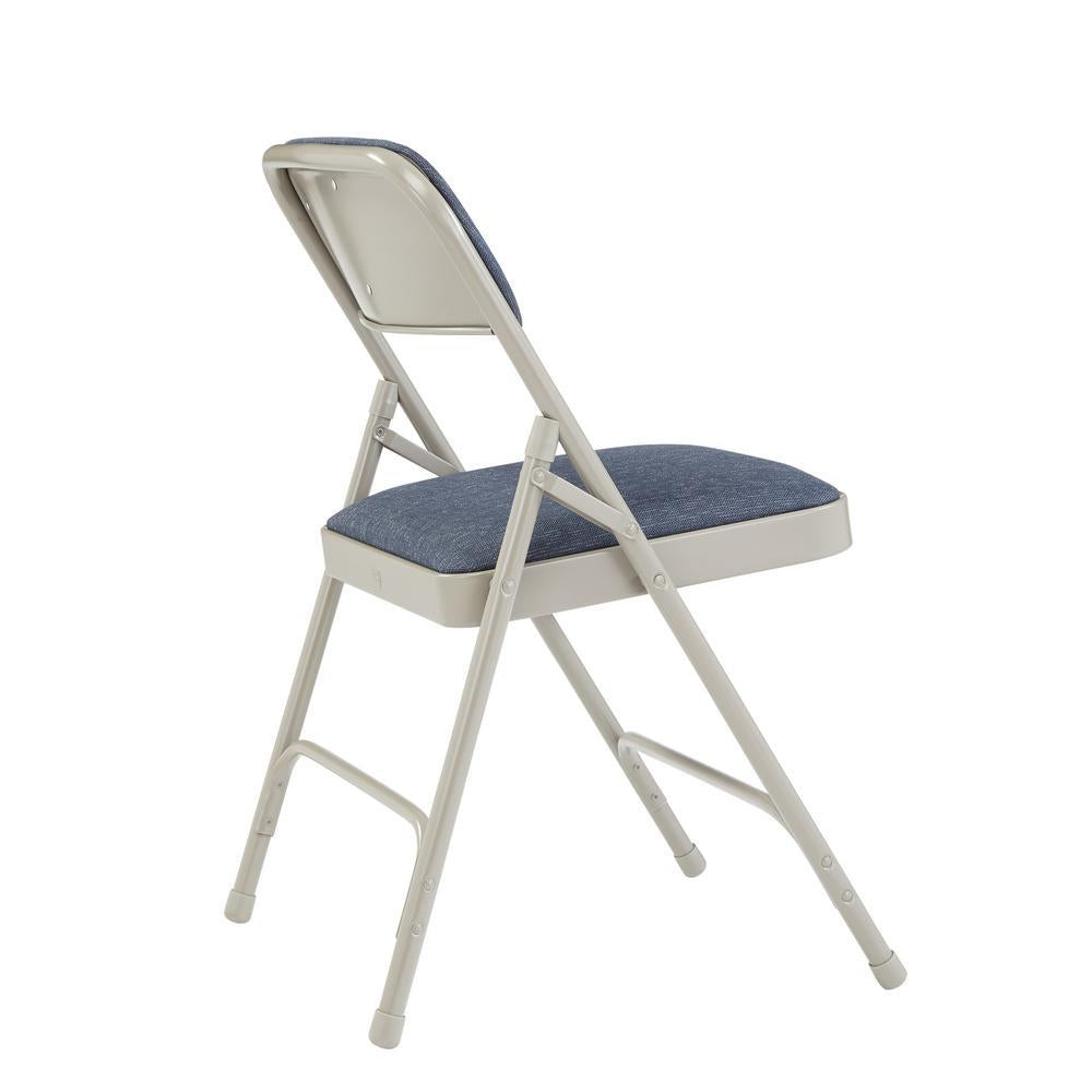 Blue/Grey Fabric Padded Seat Stackable Folding Chair (Set of 4)